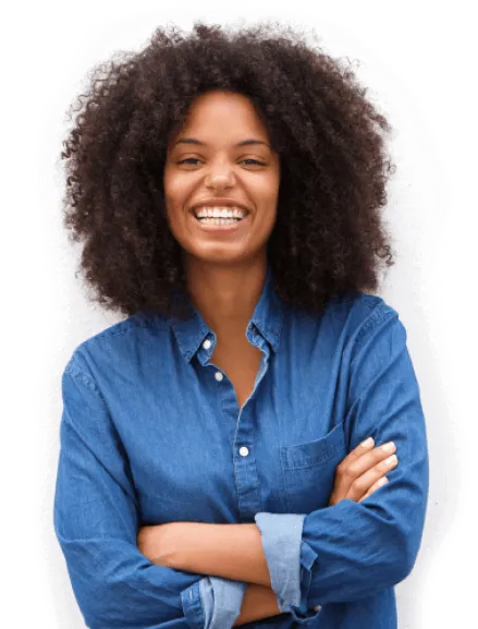 Lady smiling with crossing hands